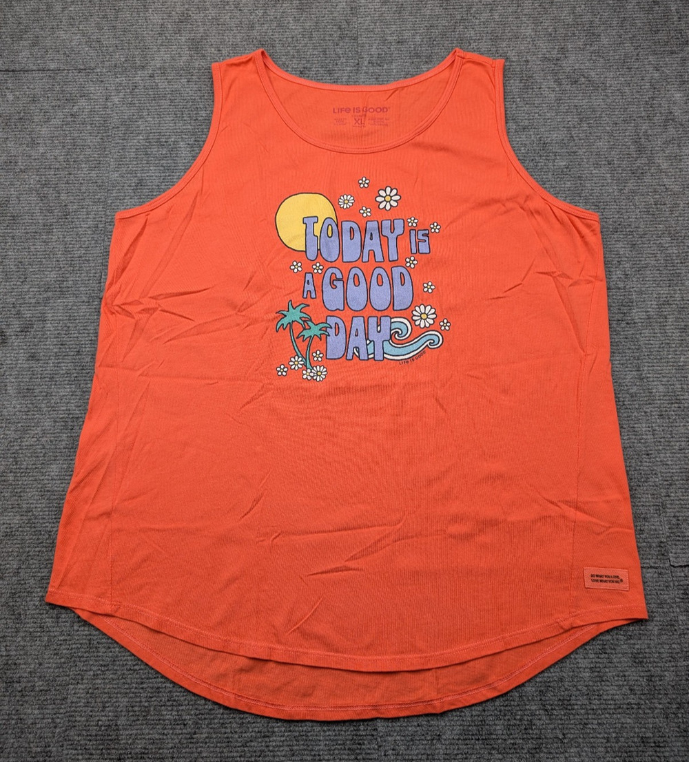 Life Is Good Tank Top Womens XL Crusher Positive Vibes Summer Retro Vacation Sun